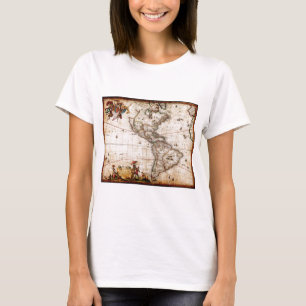 Continent of America Old Map T-Shirt