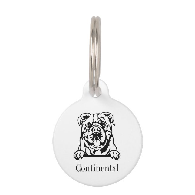 Continental Bulldog personalised name tag (Front)