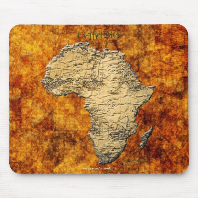Continental Map of Africa on Golden Rustic BG Mouse Mat (Front)