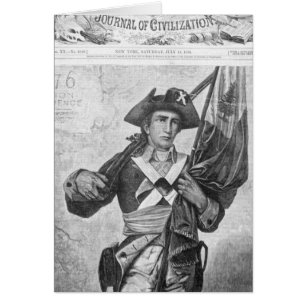 Continental Soldier holding a musket flag