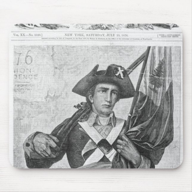 Continental Soldier holding a musket flag Mouse Mat (Front)