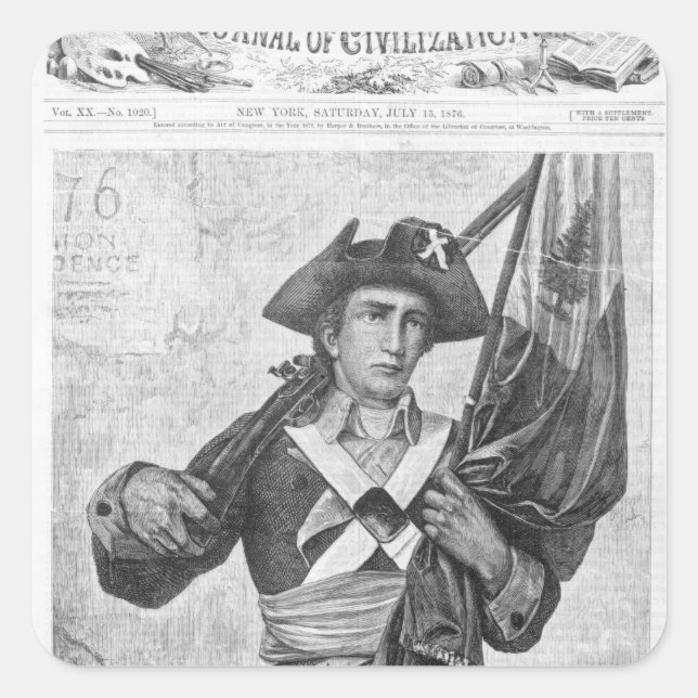 Continental Soldier holding a musket flag Square Sticker (Front)