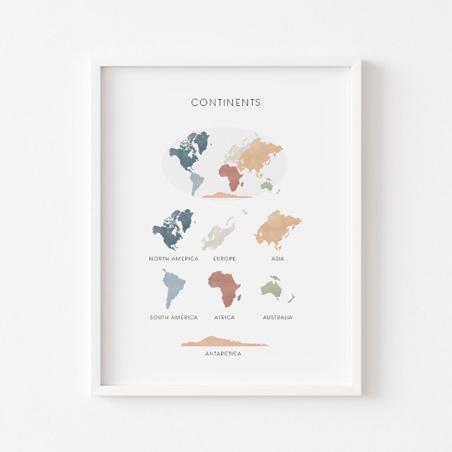Continents boho educational poster (Creator Uploaded)
