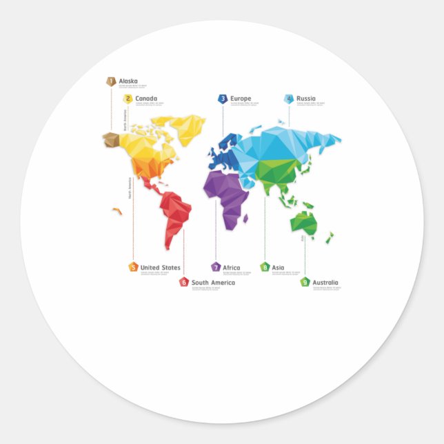 Continents Classic Round Sticker (Front)