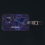 Continents in Star Constellations Night Sky Name Luggage Tag<br><div class="desc">Elegant luggage tag with the world mapped out in the stars.</div>