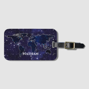Continents in Star Constellations Night Sky Name Luggage Tag