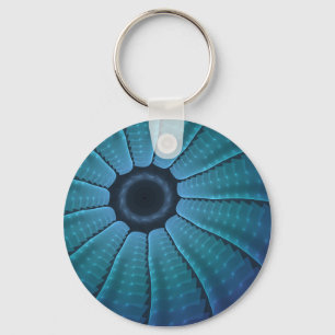 Continuity Flux Blue Futuristic Abstract Key Ring