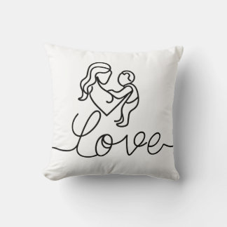 continuous drawing of text "love" cushion