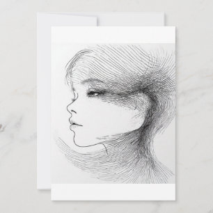 Continuous line art illustration of a human face 4 invitation