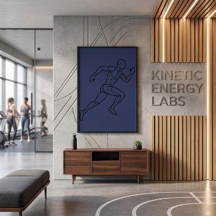 Continuous Line Art Sprinter Running Poster