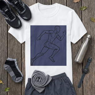 Continuous Line Art Sprinter Running T-Shirt
