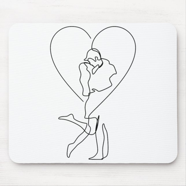 Continuous line drawing of couple kissing each oth mouse mat (Front)