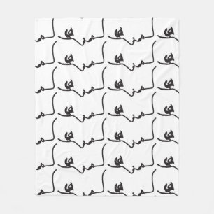 Continuous line, face profiles, artistic illustrat fleece blanket
