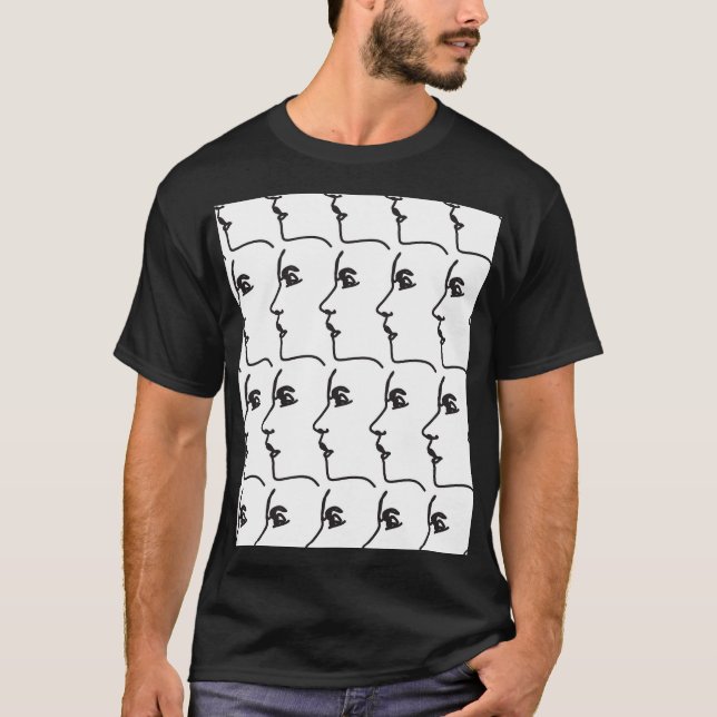 Continuous line, face profiles, artistic illustrat T-Shirt (Front)