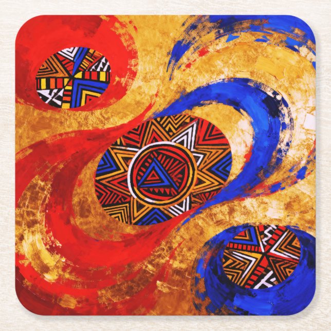 Continuum – A Colourful Black History Celebration Square Paper Coaster (Front)