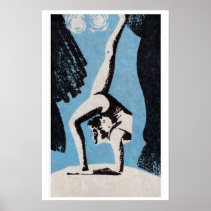 Contortionist Matchbox Art Print, Russian Vintage Poster