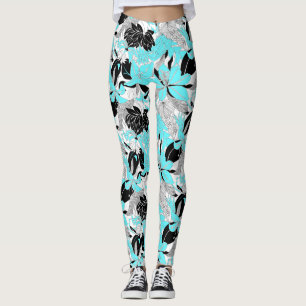 Contour Hawaii Tropical Lily and Protea Floral Leggings