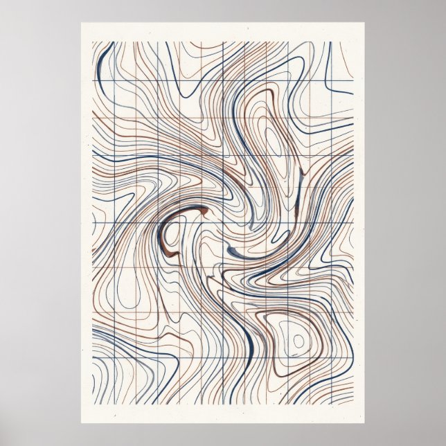 Contour Line Abstract Map Poster (Front)