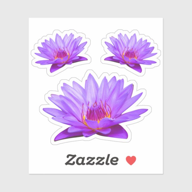 Contour Purple Water Lilies Vinyl Sticker (Sheet)