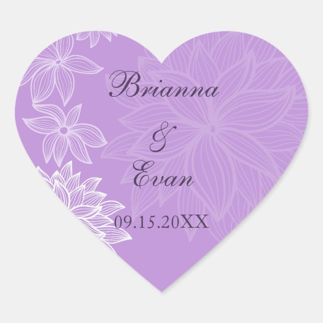 Contoured Bloom Lilac Wedding Sticker (Front)