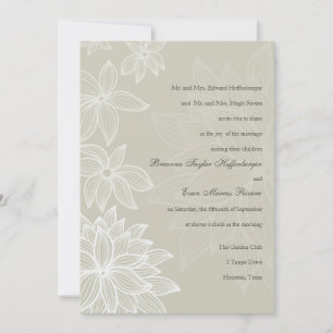 Contoured Bloom Taupe Wedding Invitation
