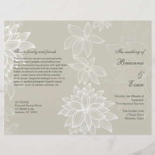 Contoured Bloom Taupe Wedding Program Flyer