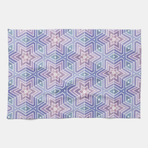 Contoured Lavender Geometric Star Maze Pattern Tea Towel