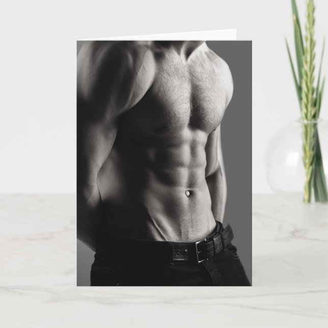 Contours in Grey Hot Guy Greetings Card (Front)