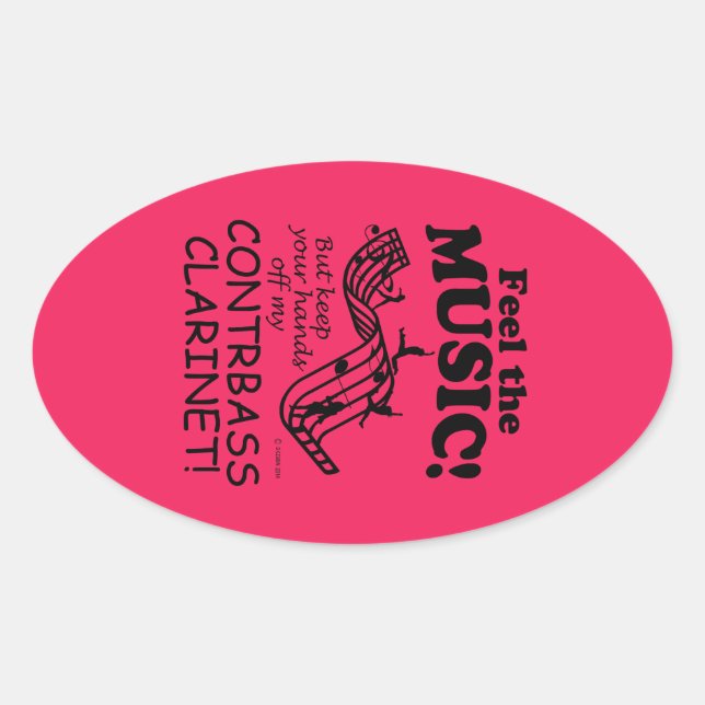 Contrabass Clarinet Feel The Music Oval Sticker (Front)