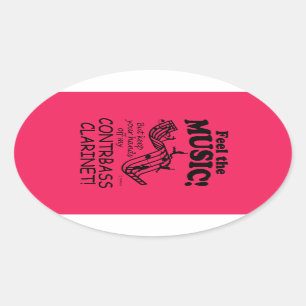 Contrabass Clarinet Feel The Music Oval Sticker