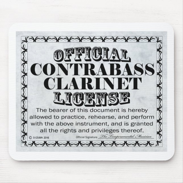Contrabass Clarinet License Mouse Mat (Front)