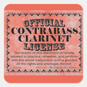 Contrabass Clarinet License Square Sticker