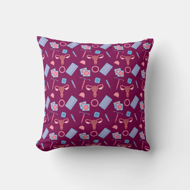 Contraception Pattern Feminist Cushion (Front)