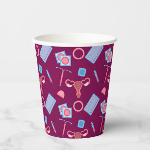 Contraception Pattern Feminist Paper Cups