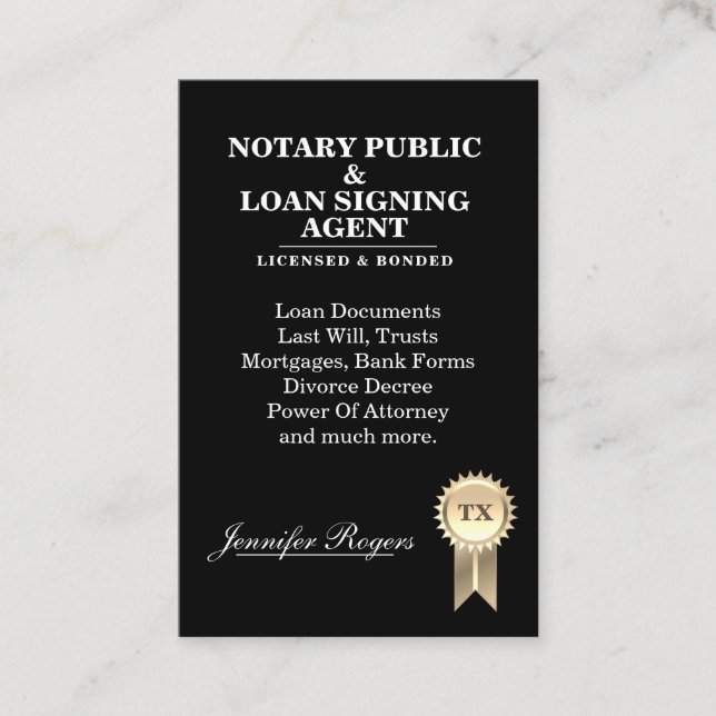 Contract looking certification  business card (Front)