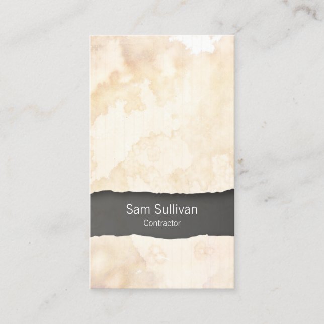 Contractor Bold Grunge Texture Business Card (Front)