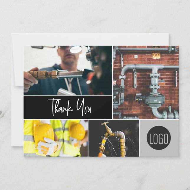 Contractor Business Custom Photo collage logo Holiday Card (Front)