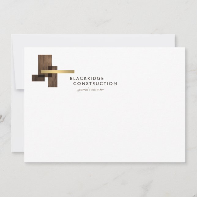 Contractor Construction Business Logo Notecard (Front)