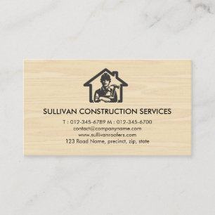 Contractor Construction House Repairs Business Card
