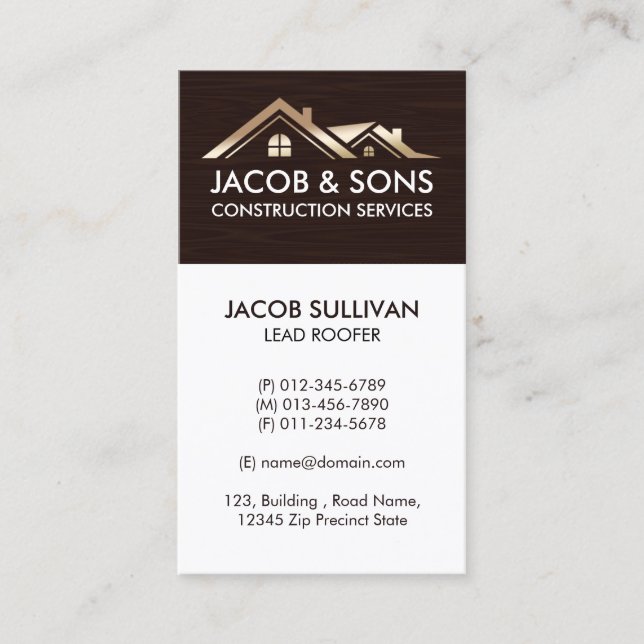 Contractor Construction House Repairs Business Card (Front)