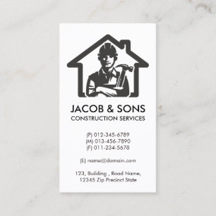 Contractor Construction House Repairs Business Card