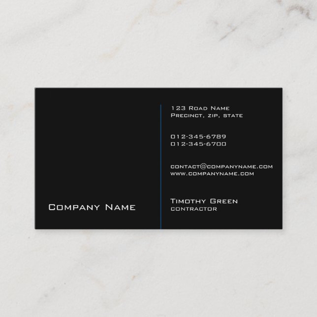 Contractor Construction Trade Skills Black Business Card (Front)