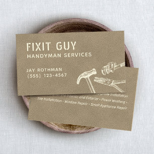 Contractor Handyman Hammer Wrench Pliers Business Card