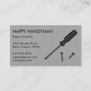 Contractor Handyman Mechanic Screwdriver Cool Business Card
