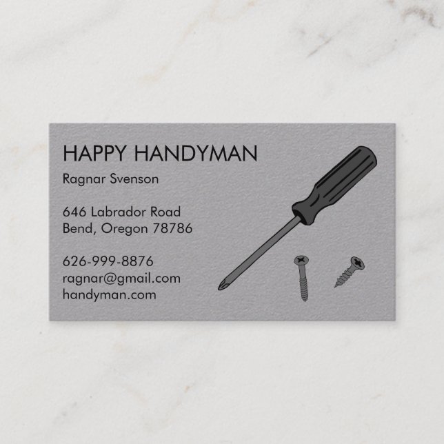 Contractor Handyman Mechanic Screwdriver Cool Business Card (Front)