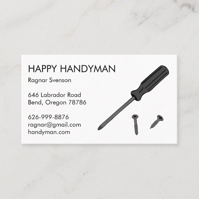 Contractor Handyman Mechanic Screwdriver Cool Business Card (Front)