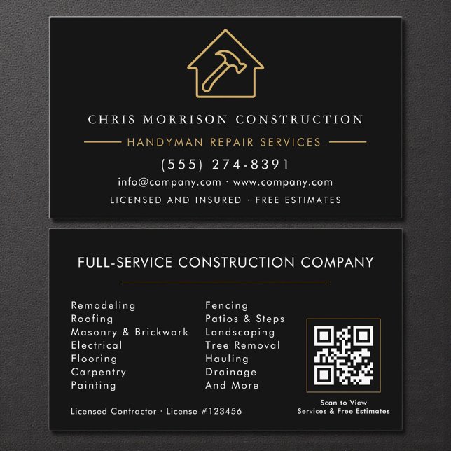 Contractor & Handyman QR Code Business Card (Creator Uploaded)