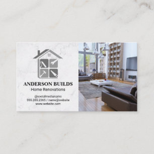 Contractor Home Repair Logo   House Interior Business Card