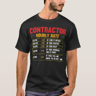 Contractor Hourly Rate Price Chart Funny Contracto T-Shirt