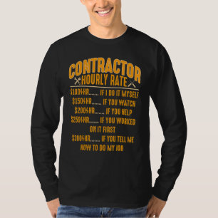Contractor Hourly Rate Price Chart Labour Handyma T-Shirt